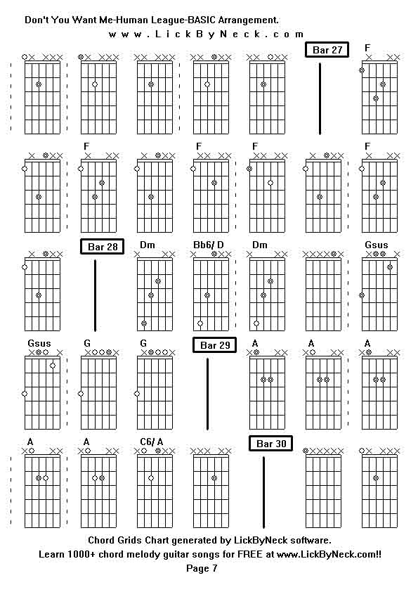 Chord Grids Chart of chord melody fingerstyle guitar song-Don't You Want Me-Human League-BASIC Arrangement,generated by LickByNeck software.